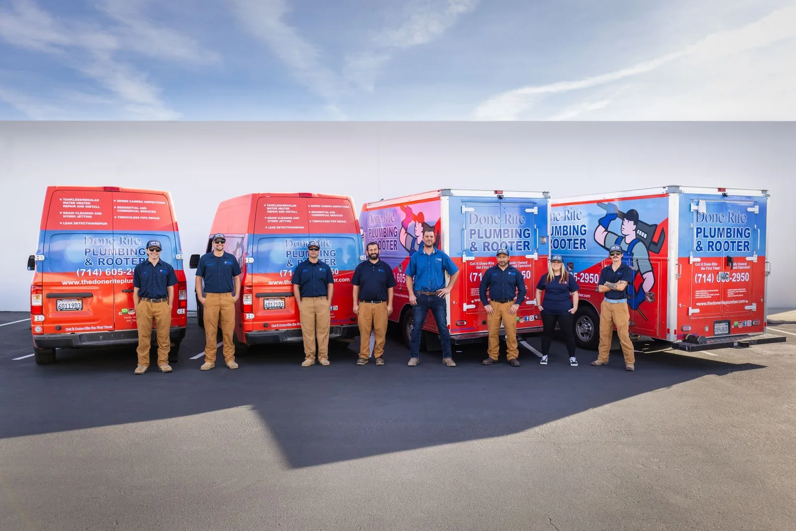 The Done-Rite Plumbing & Rooter crew and service fleet
